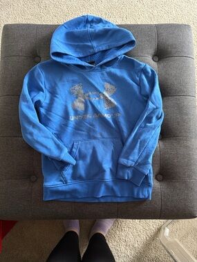 Under Armour Blue Kids Hoodie with Silver Logo